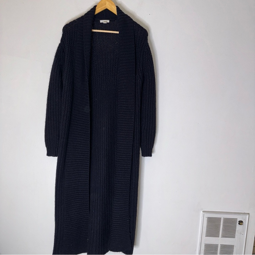 Garnet Hill XS Navy Blue Open Duster Cardigan Wool Blend‎ CP